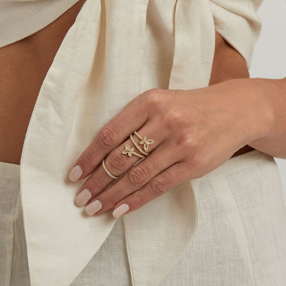 Diamond Double Wrap Butterfly Ring - Lotus Diamond