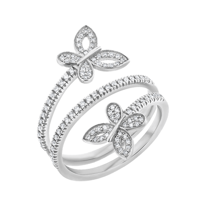Diamond Double Wrap Butterfly Ring - Lotus Diamond