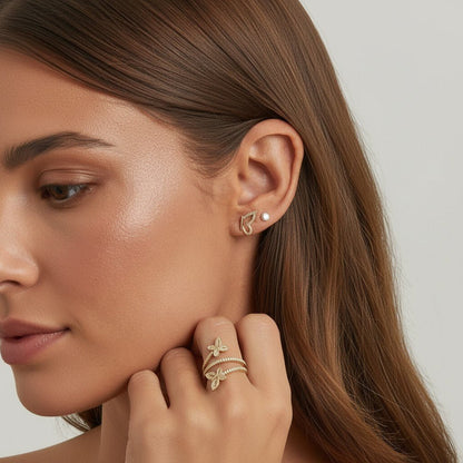 Diamond Double Wrap Butterfly Ring - Lotus Diamond
