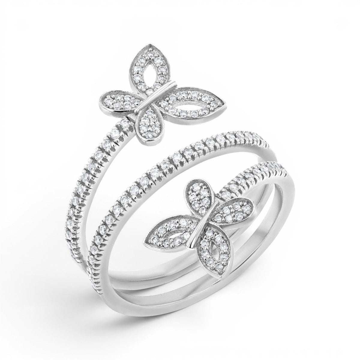Diamond Double Wrap Butterfly Ring - Lotus Diamond