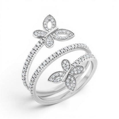 Diamond Double Wrap Butterfly Ring - Lotus Diamond