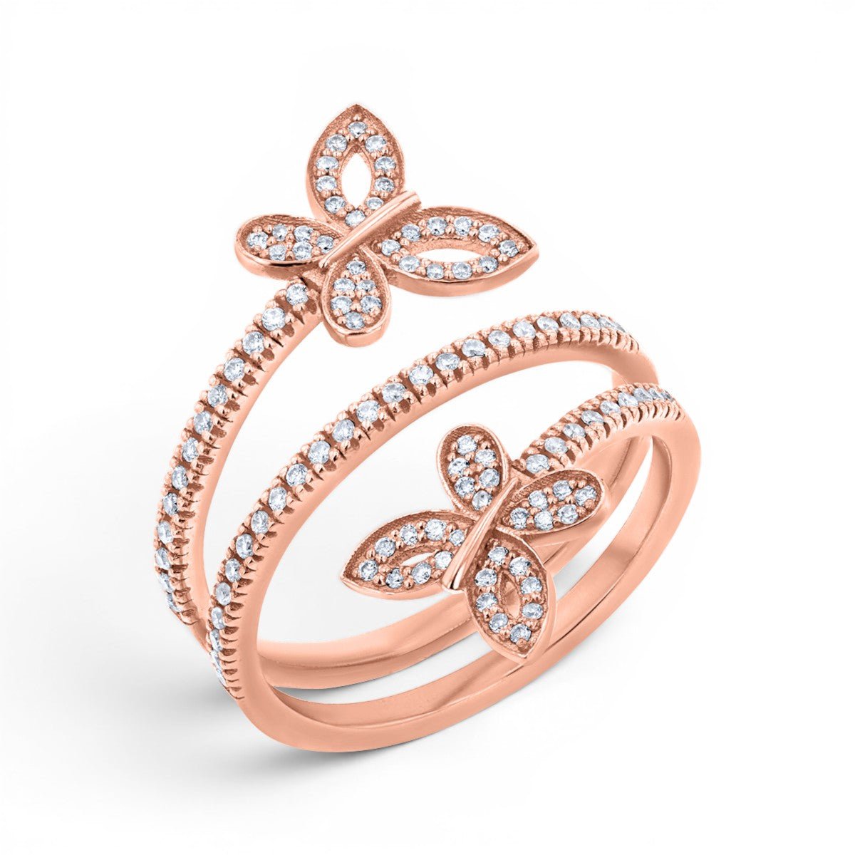 Diamond Double Wrap Butterfly Ring - Lotus Diamond
