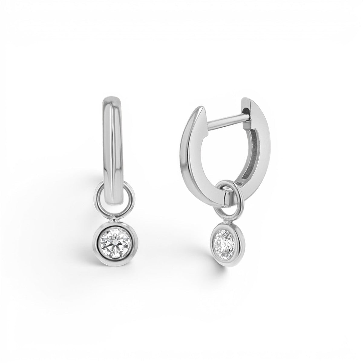 Diamond Drop Huggies Hoops - Lotus Diamond
