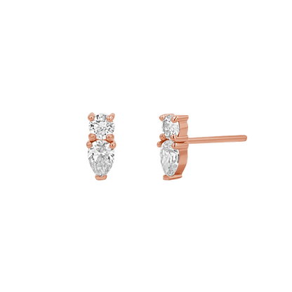 Diamond Duo Drop Studs - Lotus Diamond