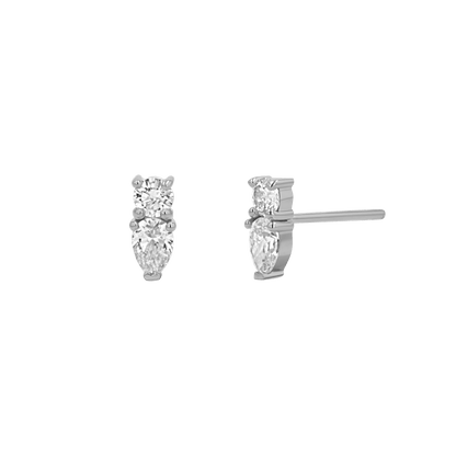 Diamond Duo Drop Studs - Lotus Diamond