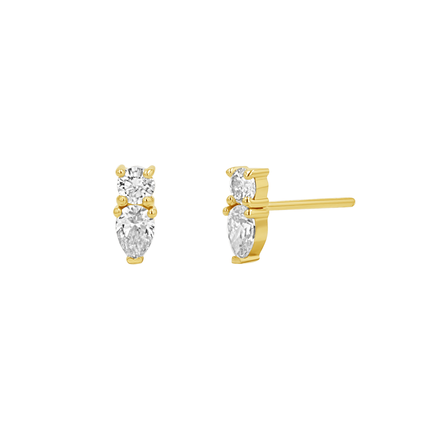 Diamond Duo Drop Studs - Lotus Diamond