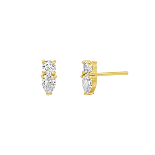 Diamond Duo Drop Studs - Lotus Diamond