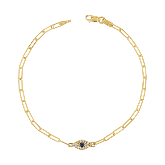 Diamond Evil Eye Paper Clip Bracelet - Lotus Diamond