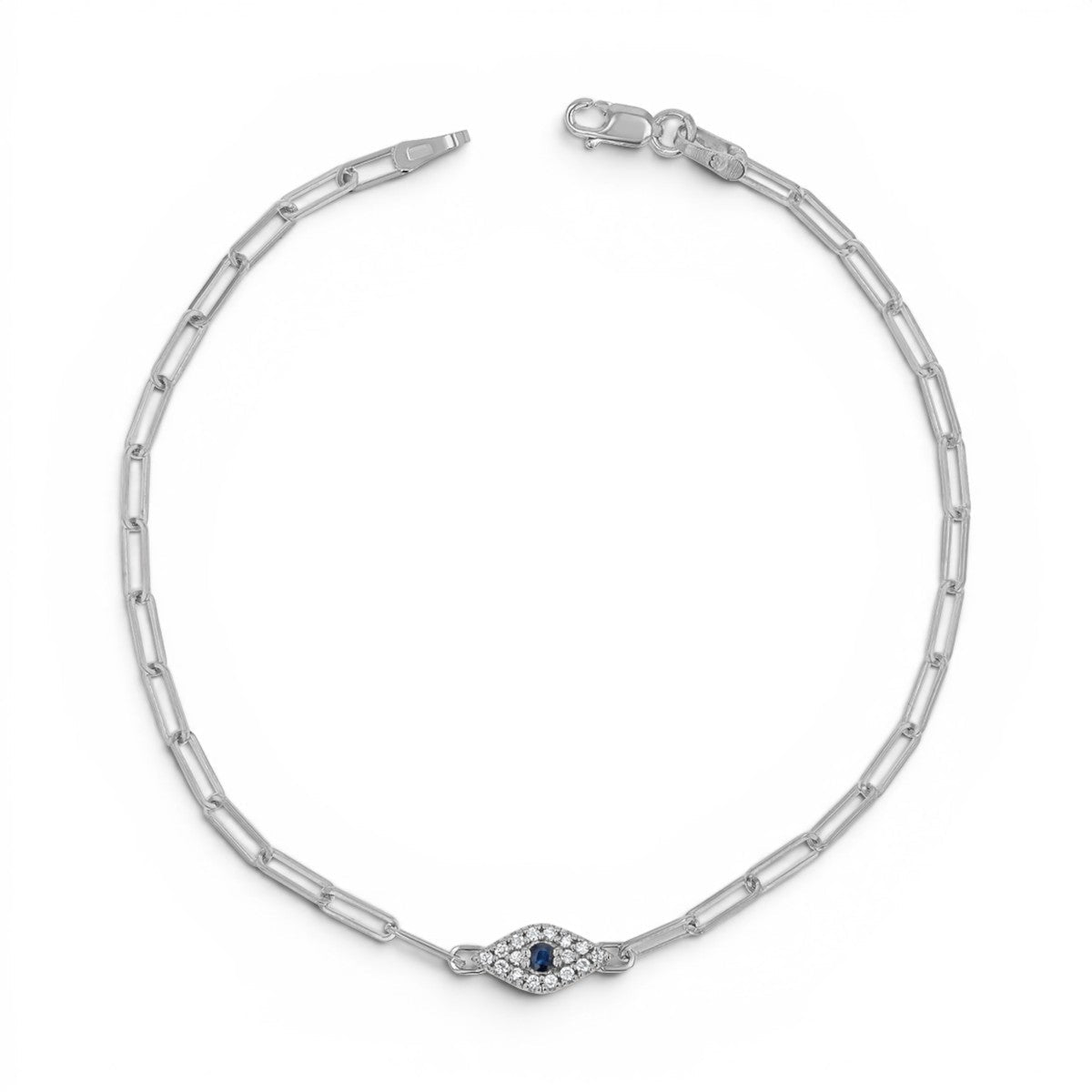 Diamond Evil Eye Paper Clip Bracelet - Lotus Diamond