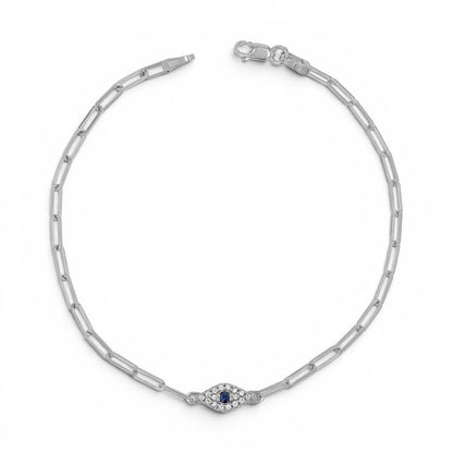Diamond Evil Eye Paper Clip Bracelet - Lotus Diamond
