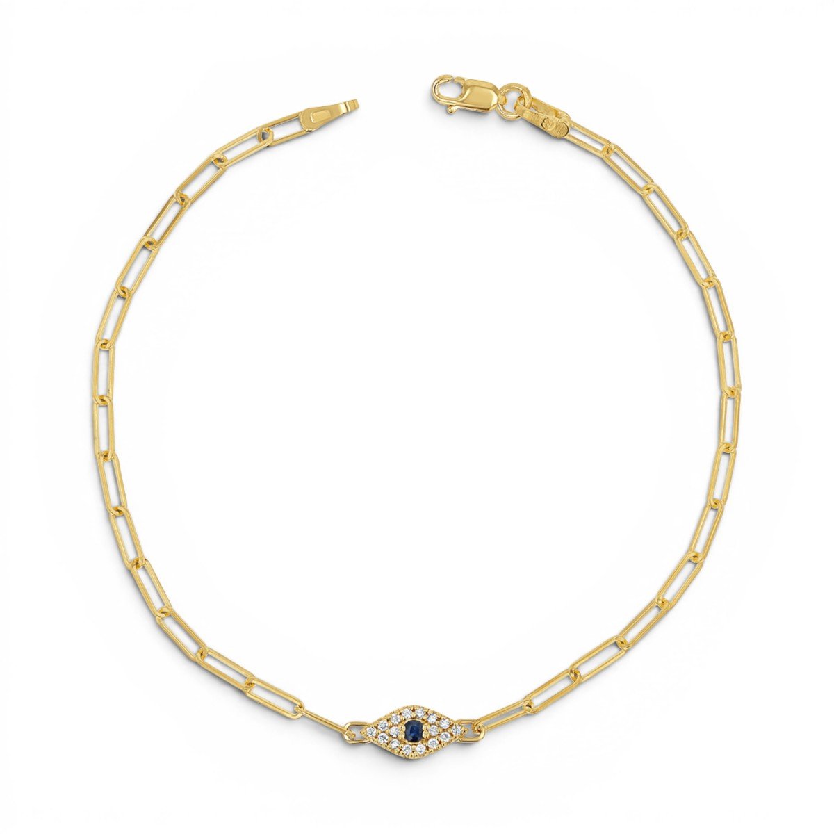 Diamond Evil Eye Paper Clip Bracelet - Lotus Diamond