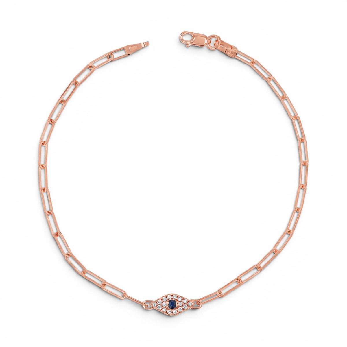 Diamond Evil Eye Paper Clip Bracelet - Lotus Diamond