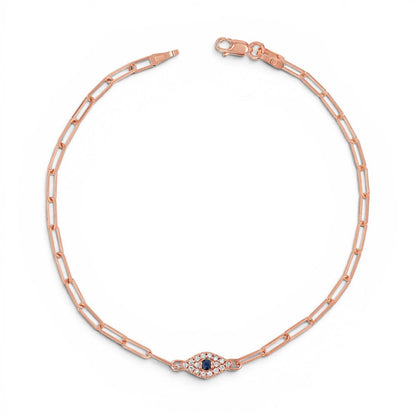 Diamond Evil Eye Paper Clip Bracelet - Lotus Diamond