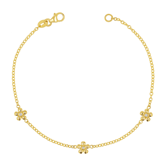 Diamond Flower Chain Bracelet - Lotus Diamond