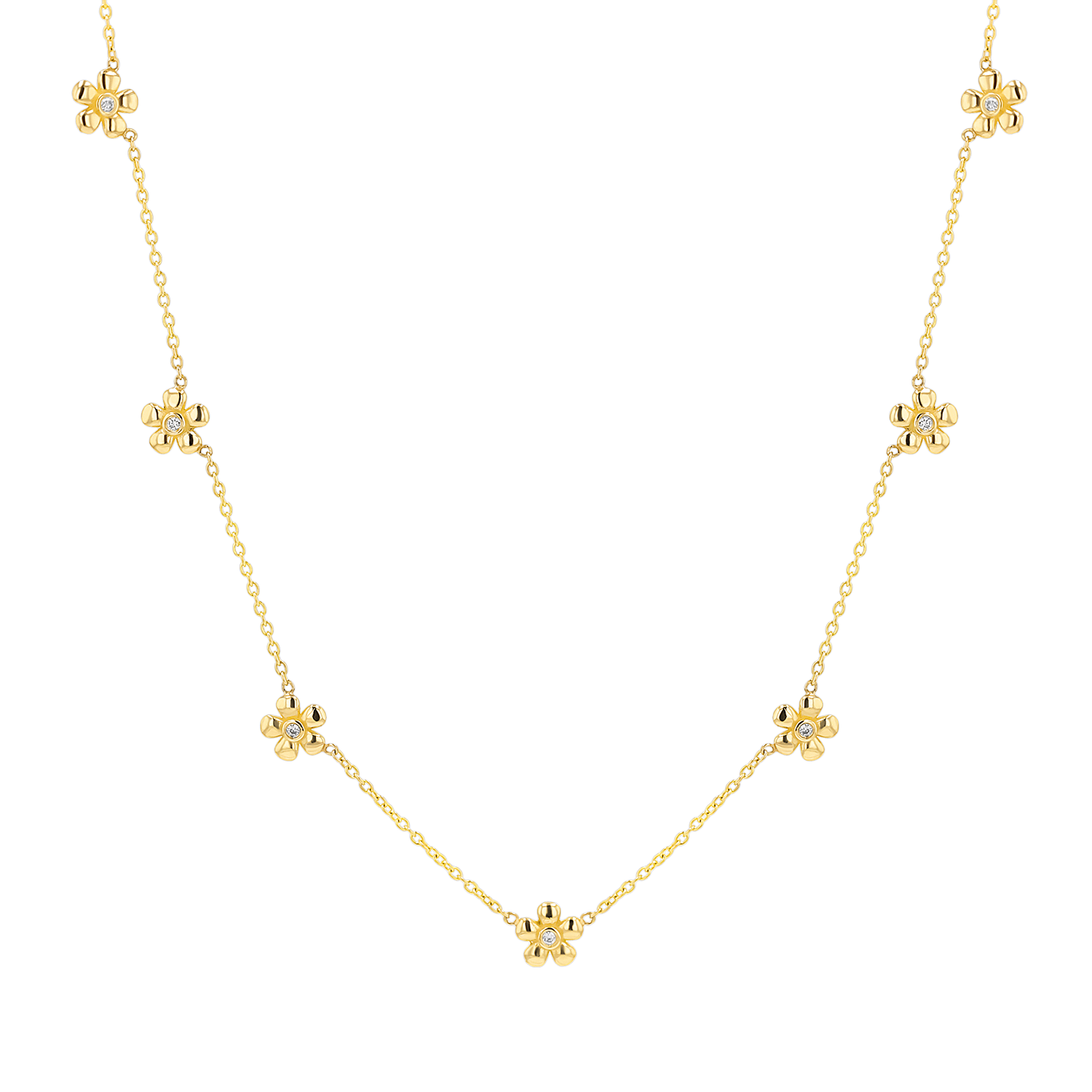 Diamond Flower Chain Necklace - Lotus Diamond