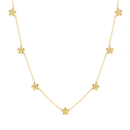 Diamond Flower Chain Necklace - Lotus Diamond
