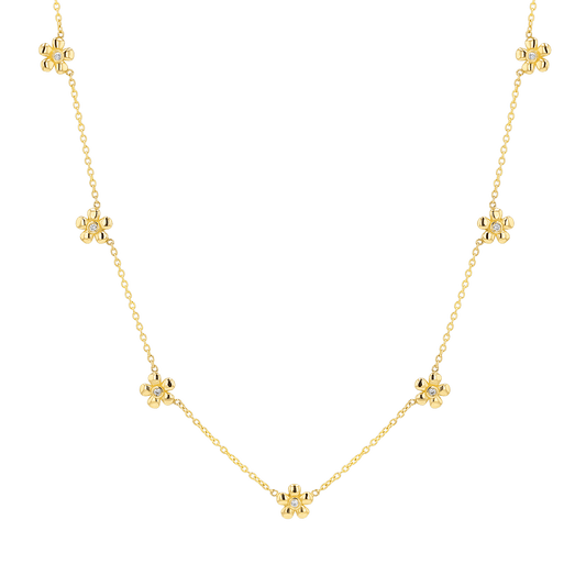 Diamond Flower Chain Necklace - Lotus Diamond