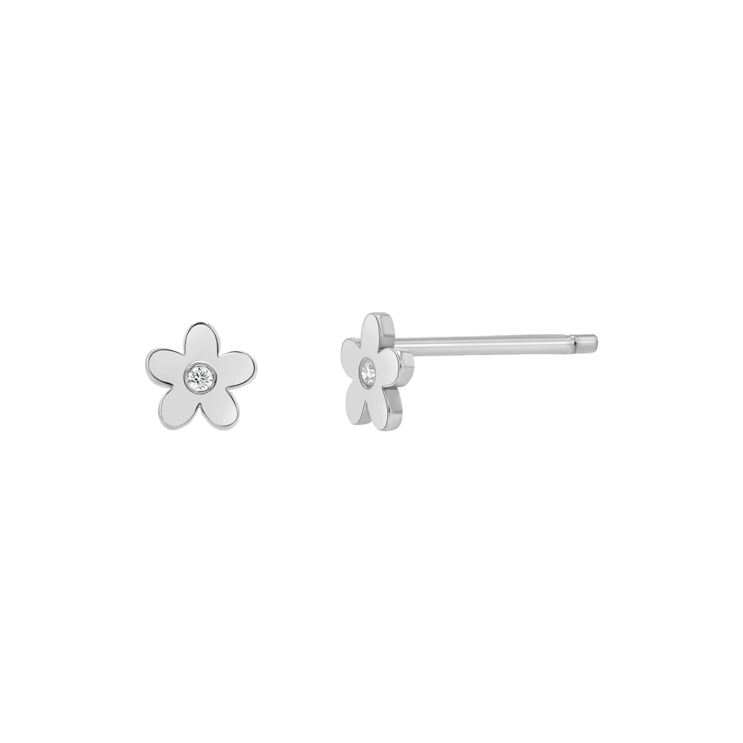 Diamond Flower Stud Earrings - Lotus Diamond