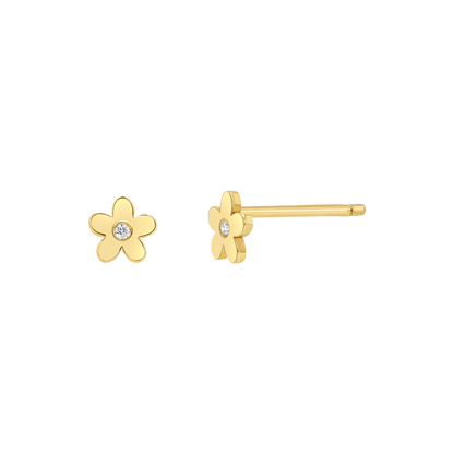 Diamond Flower Stud Earrings - Lotus Diamond