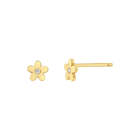 Diamond Flower Stud Earrings - Lotus Diamond