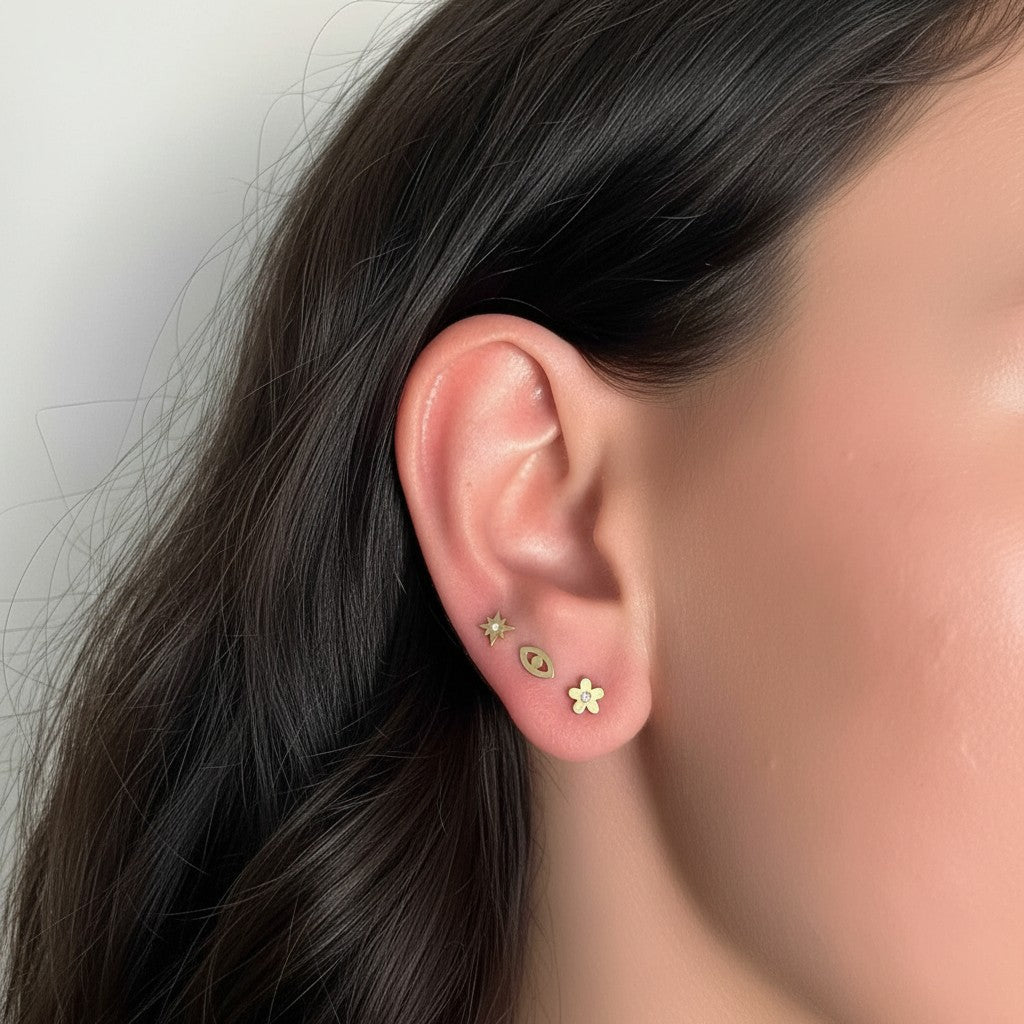 Diamond Flower Stud Earrings - Lotus Diamond