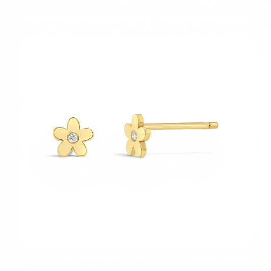 Diamond Flower Stud Earrings - Lotus Diamond