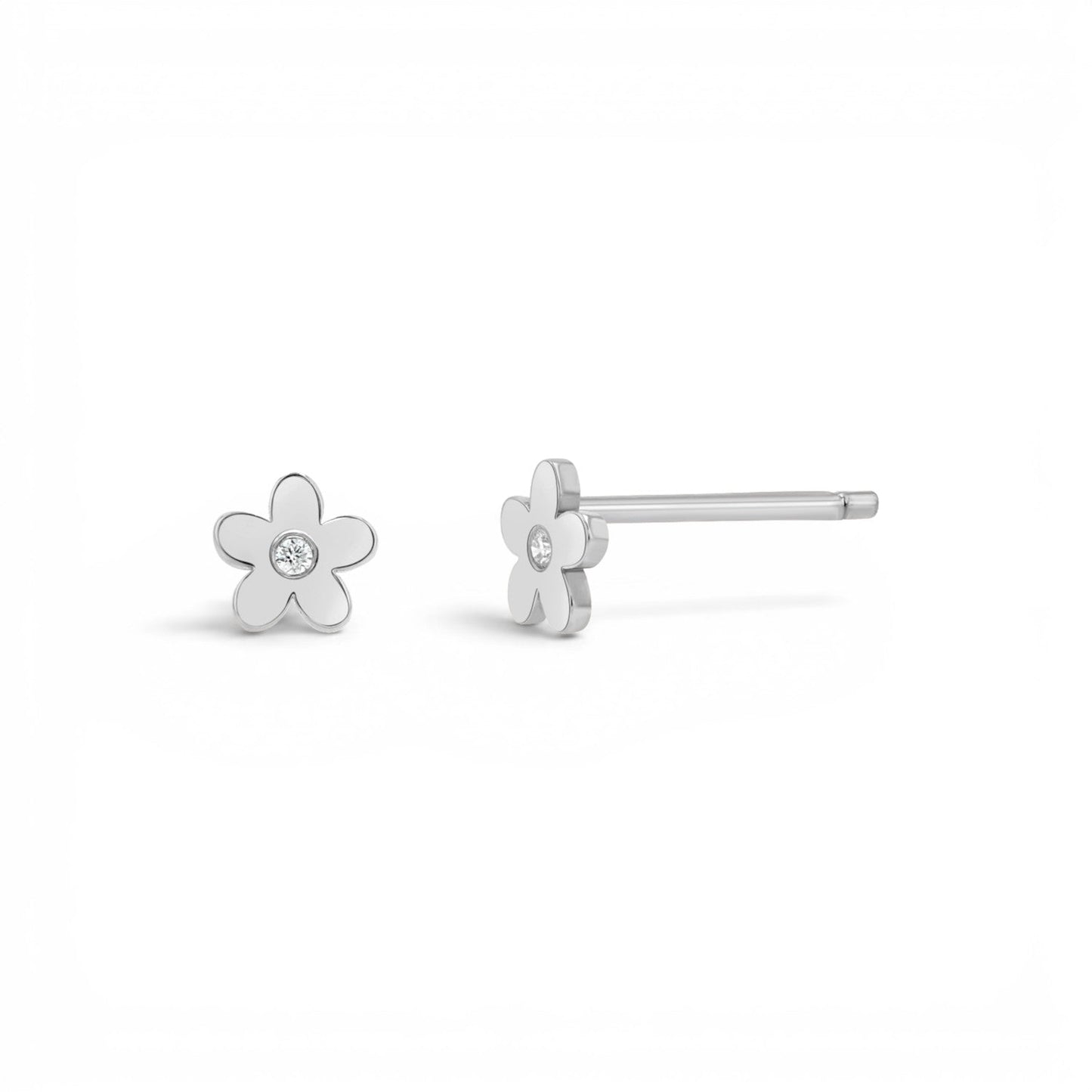 Diamond Flower Stud Earrings - Lotus Diamond