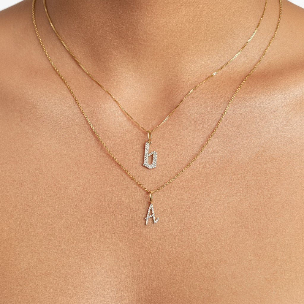 Diamond Gothic Old English Initial Charm - Lotus Diamond