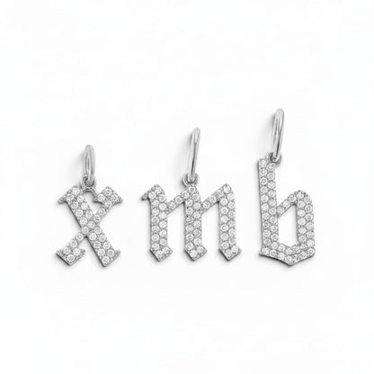 Diamond Gothic Old English Initial Charm - Lotus Diamond