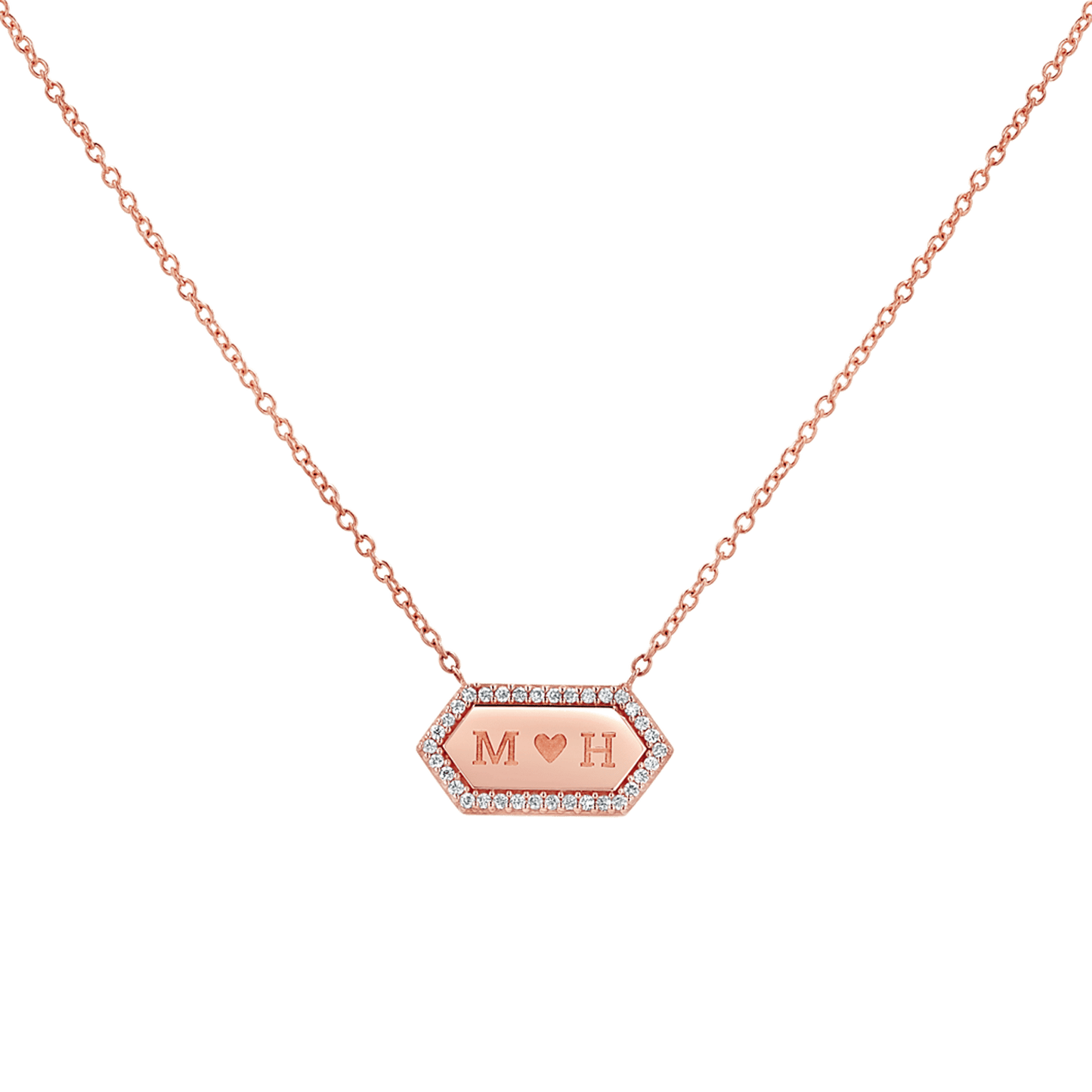 Diamond Hex Engravable Tag Necklace - Lotus Diamond