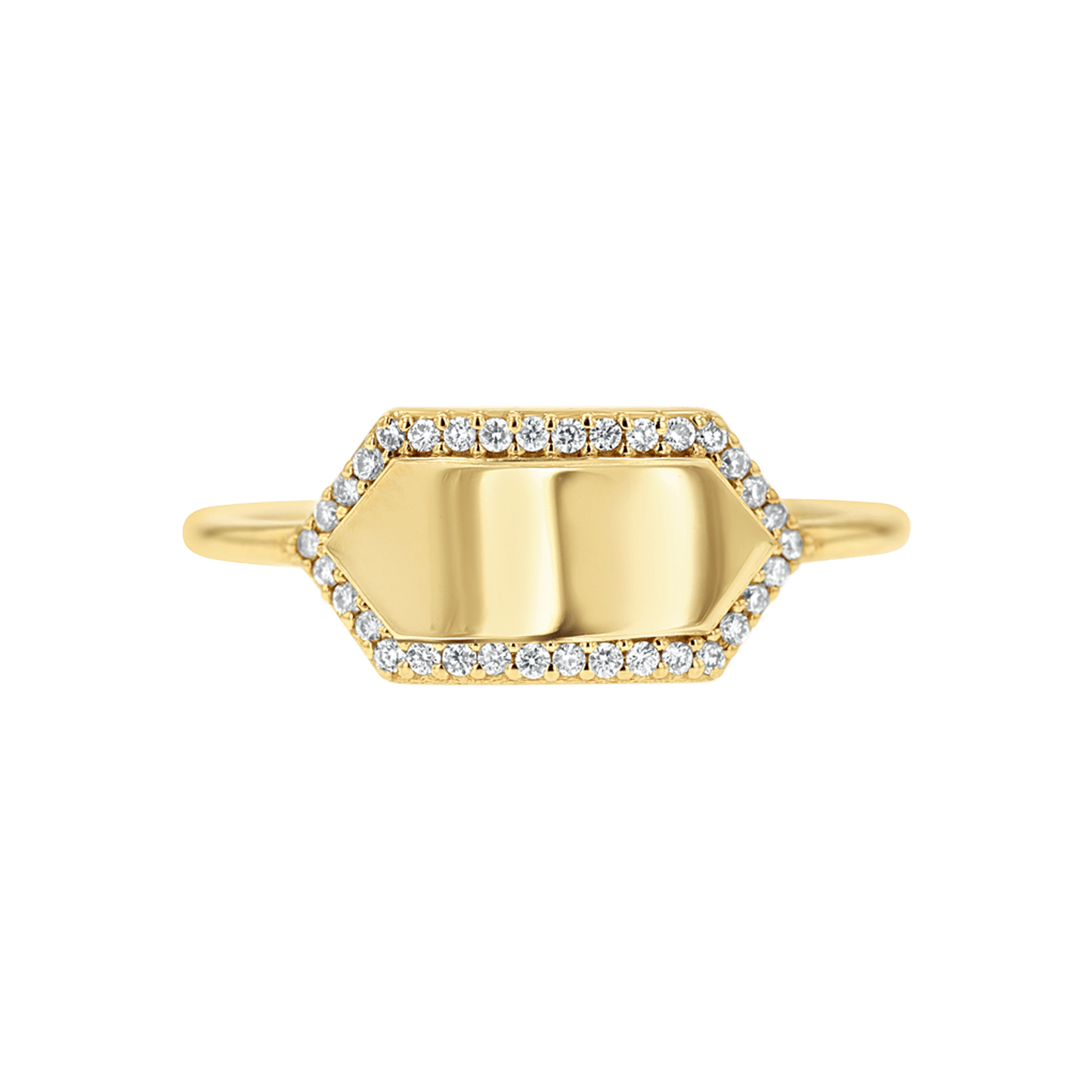 Diamond Hex Engravable Tag Ring - Lotus Diamond