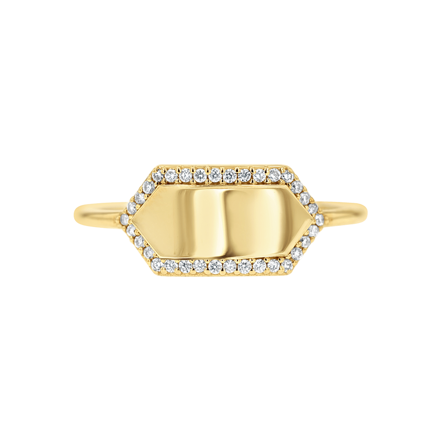 Diamond Hex Engravable Tag Ring - Lotus Diamond