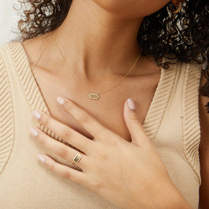 Diamond Hex Engravable Tag Ring - Lotus Diamond