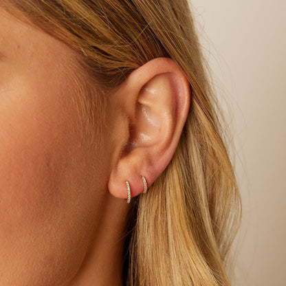 Diamond Huggie Hoop Earrings - Lotus Diamond