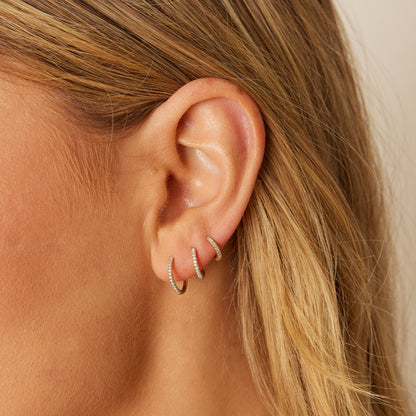 Diamond Huggie Hoop Earrings - Lotus Diamond