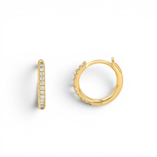 Diamond Huggie Hoop Earrings - Lotus Diamond