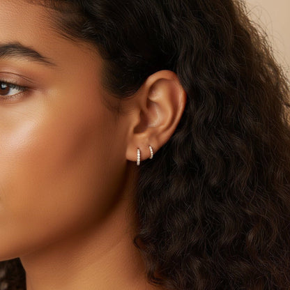 Diamond Huggie Hoop Earrings - Lotus Diamond