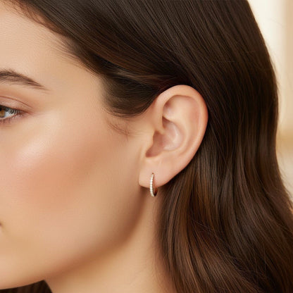 Diamond Huggie Hoop Earrings - Lotus Diamond