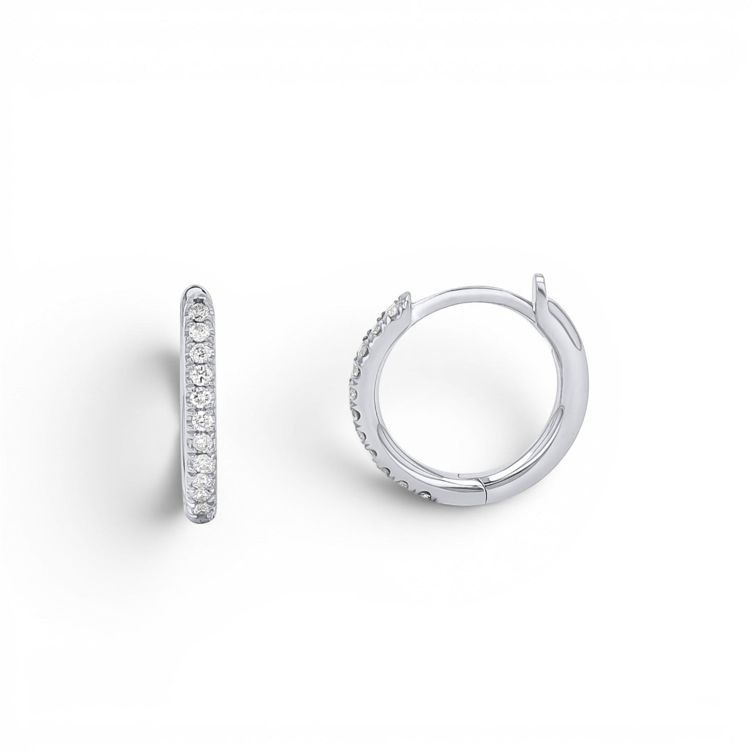 Diamond Huggie Hoop Earrings - Lotus Diamond
