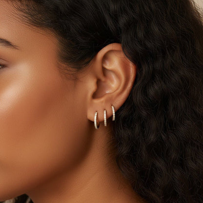 Diamond Huggie Hoop Earrings - Lotus Diamond