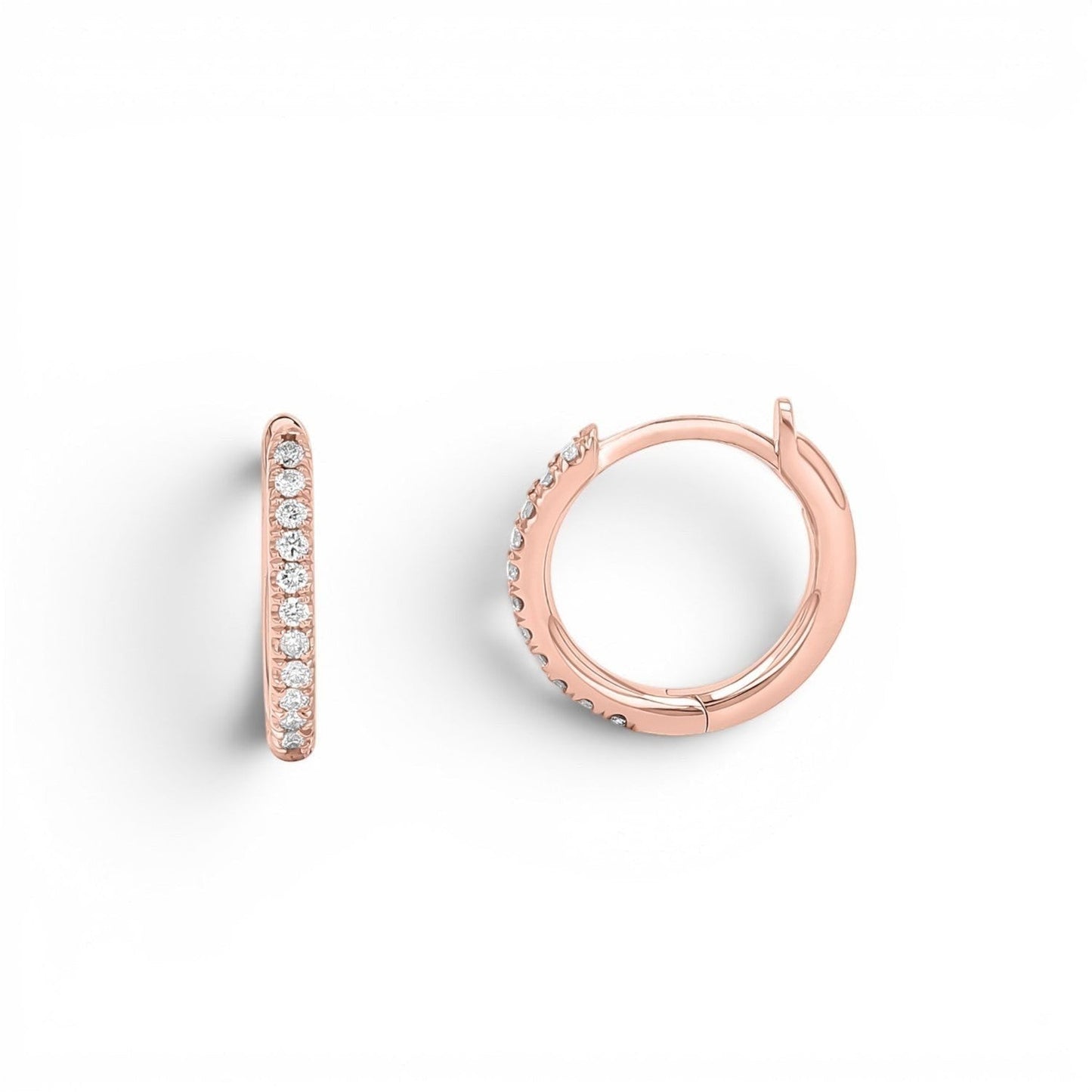 Diamond Huggie Hoop Earrings - Lotus Diamond