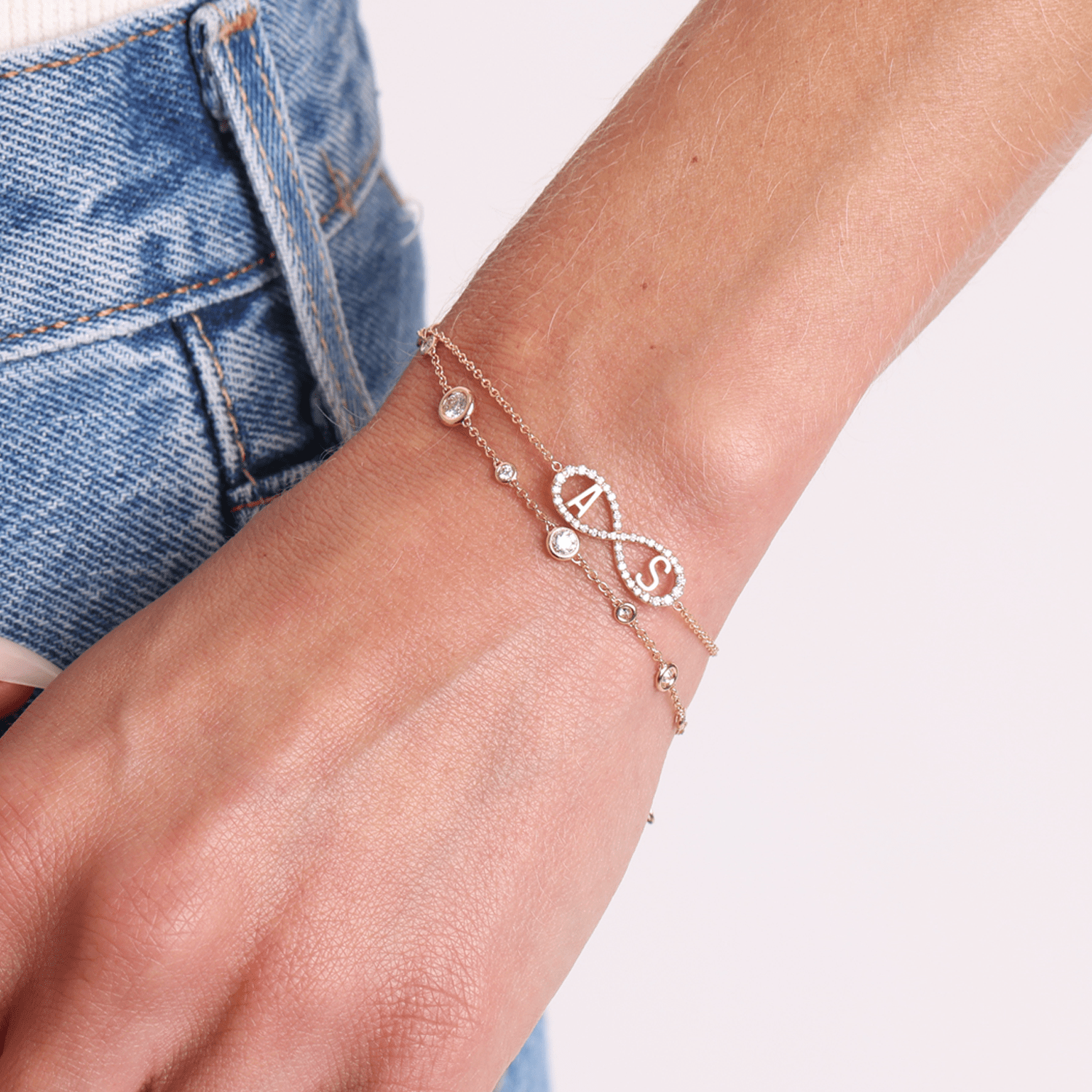 Diamond Infinity Letter Bracelet - Lotus Diamond