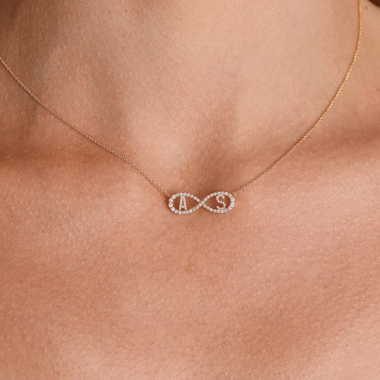 Diamond Infinity Letter Necklace - Lotus Diamond