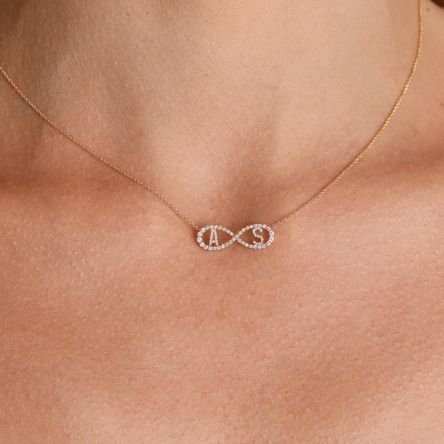 Diamond Infinity Letter Necklace - Lotus Diamond