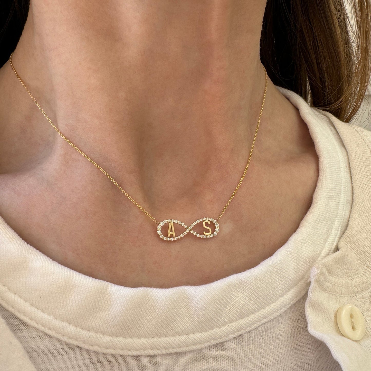 Diamond Infinity Letter Necklace - Lotus Diamond