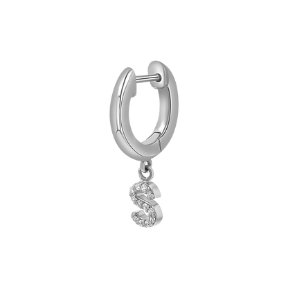 Diamond Initial Charm Drop Huggies - Lotus Diamond