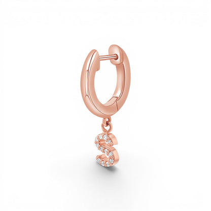 Diamond Initial Charm Drop Huggies - Lotus Diamond