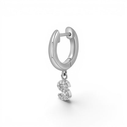 Diamond Initial Charm Drop Huggies - Lotus Diamond