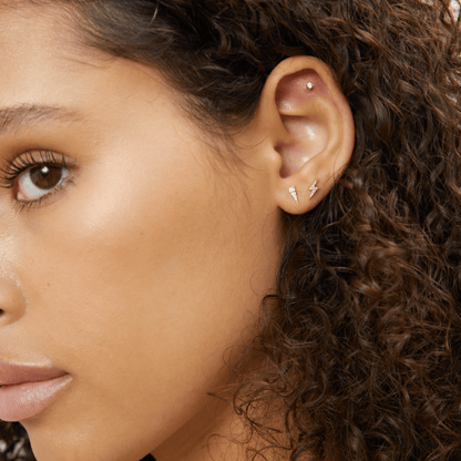 Diamond Lightning Bolt Stud Earrings - Lotus Diamond