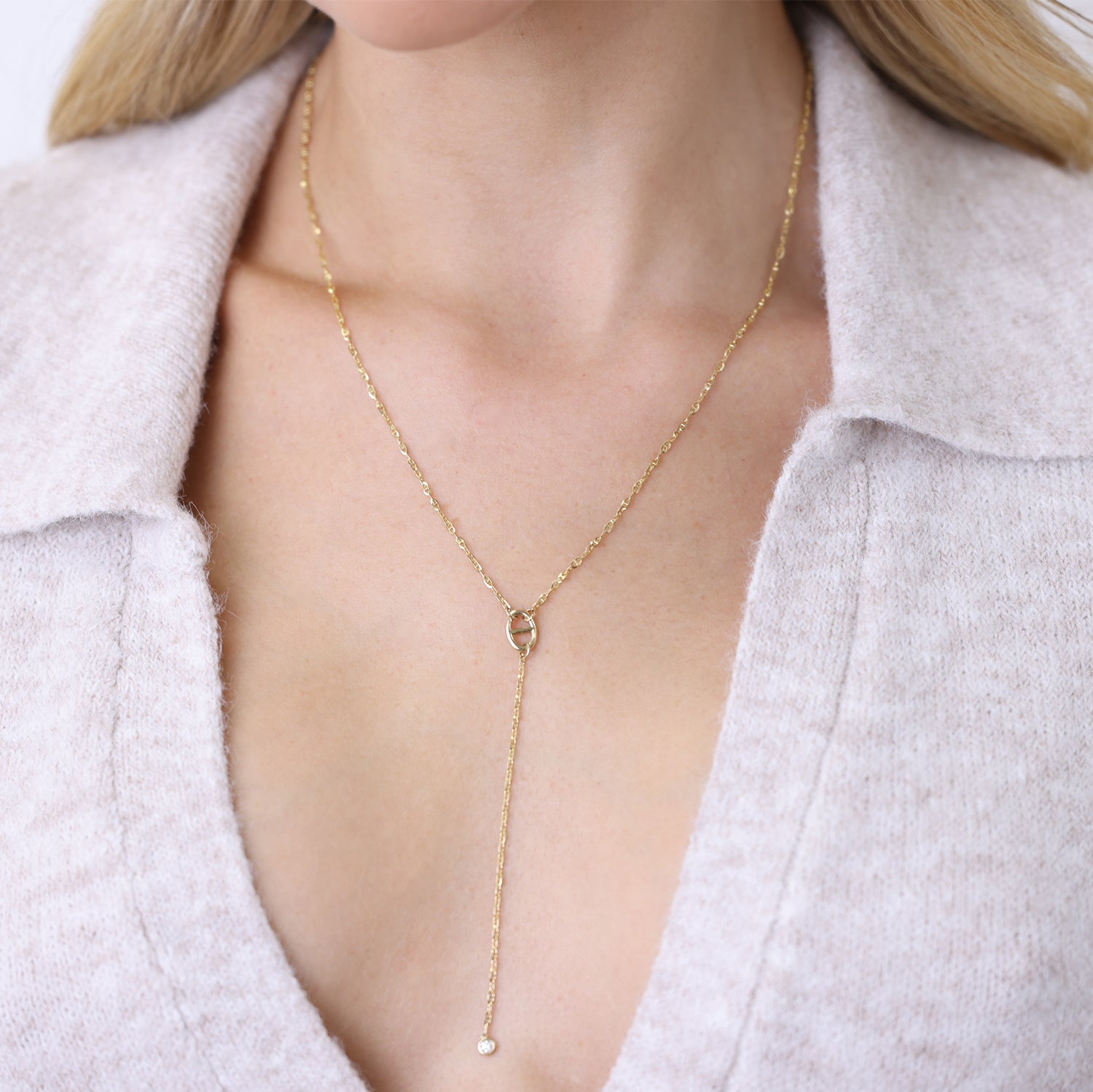 Diamond Mariner Lariat Necklace - Lotus Diamond